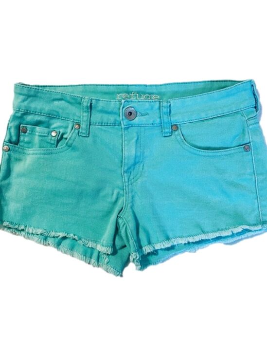 refuge Pants - Teal Low Rise Cut Off Denim Shorts Size 2